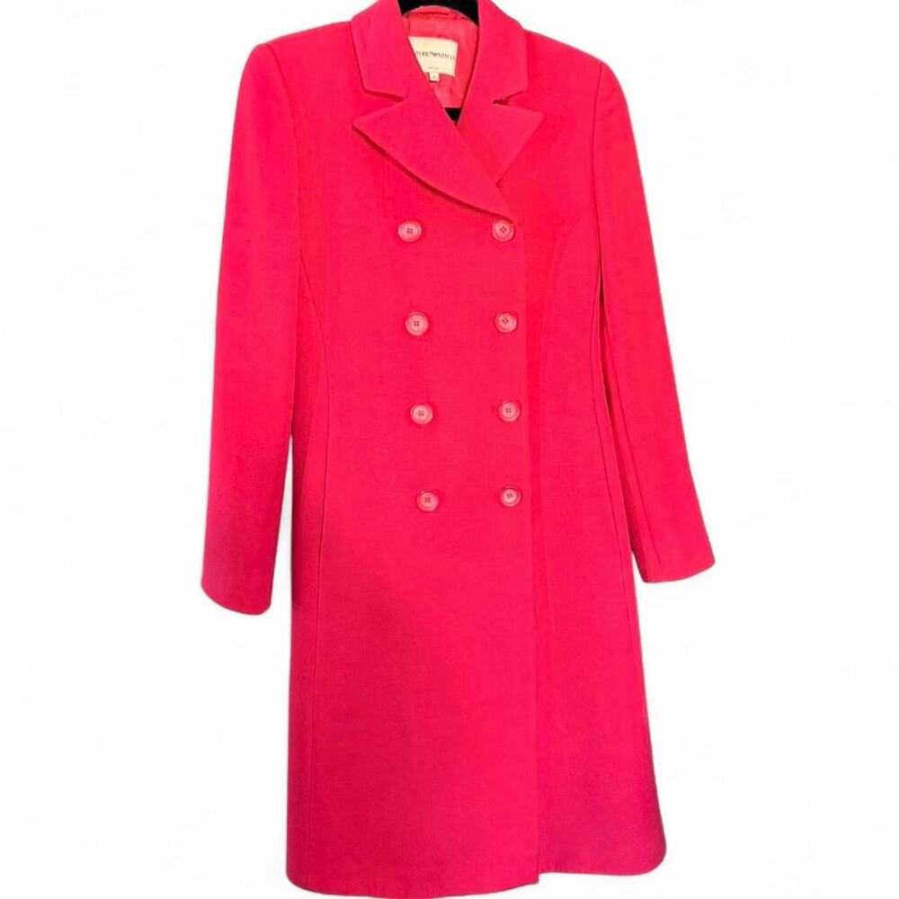 Emporio Armani Hot Pink Fuchsia Double Breasted Knit Coat 10 Dopamine Preppy